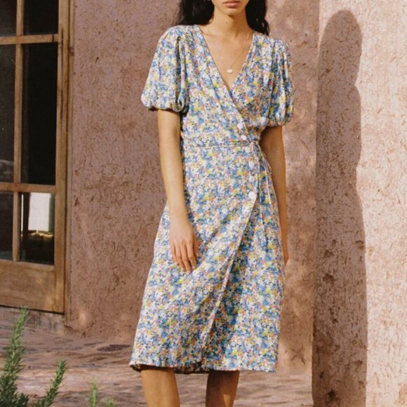 FAITHFULL THE BRAND Marta Floral Wrap Midi Dress - Picture 2 of 13